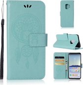 Windgong Uil Embossing Patroon Horizontale Flip Leren Case met Houder & Kaartsleuven & Portemonnee Voor Galaxy S9 (Groen)