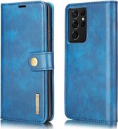 Voor Samsung Galaxy S21 Ultra 5G DG.MING Crazy Horse Texture Flip Afneembare Magnetische Leren Case met Houder & Kaartsleuven & Portemonnee (Blauw)
