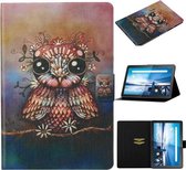 Voor Lenovo Tab M10 TB-X605F / X505 Gekleurde Tekening Patroon Horizontale Flip Lederen Case met Houder & Card Slot (Uil)
