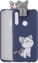 Voor Huawei P Smart Z Cartoon schokbestendig TPU beschermhoes met houder (kat)