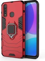 Voor Vivo U3 & Y19 schokbestendige pc + TPU beschermhoes met magnetische ringhouder (rood)