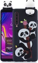 Voor Galaxy A9 (2018) schokbestendige cartoon TPU beschermhoes (drie panda's)