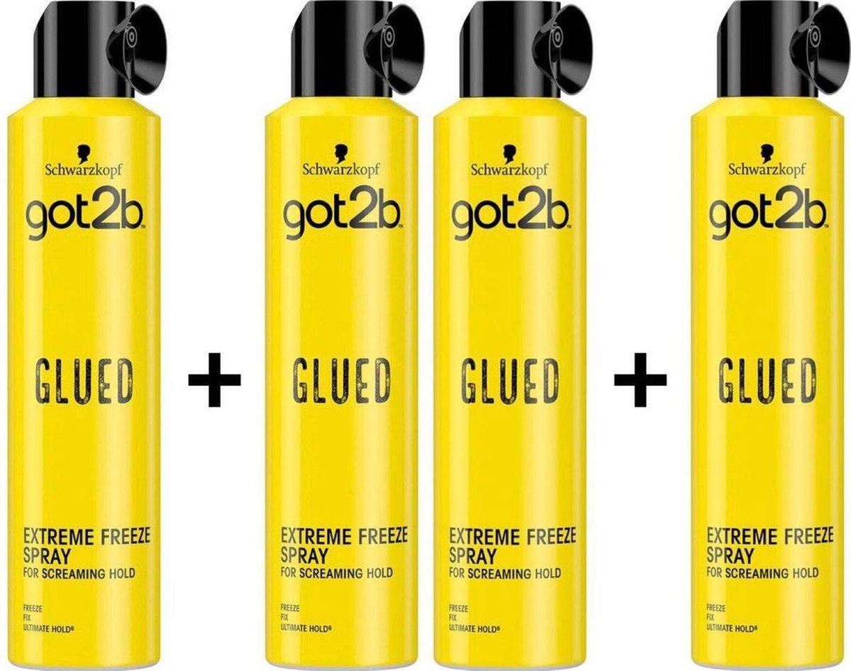 Schwarzkopf Got2b Glued Extreme Freeze Haarspray - Voordeelverpakking 4 x 300 ml