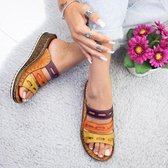 Vintage casual dikke bodem wiggen open teen pantoffels voor dames, schoenmaat: 37 (bruin)