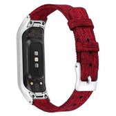 Voor Samsung Galaxy Fit E roestvrijstalen canvas riem, maat: S (rood)