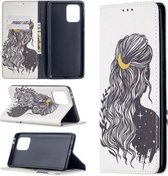 Voor Samsung Galaxy A91 Gekleurde Tekening Patroon Onzichtbare Magnetische Horizontale Flip PU Lederen Case met Houder & Kaartsleuven & Portemonnee (Meisje)