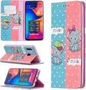 Voor Samsung Galaxy A30 Gekleurde Tekening Patroon Onzichtbare Magnetische Horizontale Flip PU Lederen Case met Houder & Kaartsleuven & Portemonnee (Olifant)