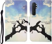 Voor Xiaomi Mi Note 10 Lite Gekleurd Tekening Patroon Horizontale Flip Leren Case met Houder & Kaartsleuven & Portemonnee & Lanyard (Liefdesgebaar)