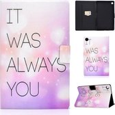 Voor Lenovo Tab M10 Plus TB-X606F Gekleurde Tekening Horizontale Flip Leren Case met Houder & Kaartsleuven & Slaap / Wekfunctie (Roze Achtergrond Engels)