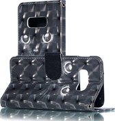 Let op type!! 3D zwarte ogen patroon horizontale Flip PU lederen case voor Galaxy S10e  met houder & card slots & portemonnee & fotolijst