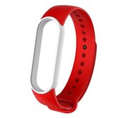 Voor Geschikt voor Xiaomi Mi Band 6 (CA8856) Tweekleurige siliconen vervangende band Horlogeband (rood + wit)