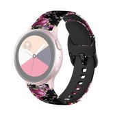 Voor Samsung Galaxy Watch 42mm siliconen print vervangende band horlogeband (roze bloemen)