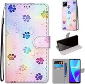 Voor OPPO Realme C15 / C12 / C25 / 7i (wereldwijd) / Narzo 20 / 30A Gekleurde tekening Cross Texture Horizontale flip PU lederen tas met houder & kaartsleuven & portemonnee & lanyard (voetafd