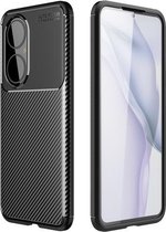 Voor Huawei P50 koolstofvezel textuur schokbestendig TPU-hoesje (zwart)