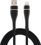 2A USB naar 8-pins gevlochten datakabel, kabellengte: 1m (zwart)