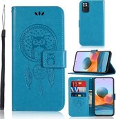 Voor Xiaomi Redmi Note 10 Pro Windgong Uil Embossing Patroon Horizontale Flip Leren Case met Houder & Kaartsleuven & Portemonnee (Blauw)