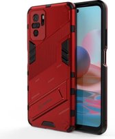 Voor Xiaomi Redmi Note 10 Punk Armor 2 in 1 PC + TPU schokbestendig hoesje met onzichtbare houder (rood)