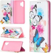 Voor Samsung Galaxy A32 4G Gekleurde tekening patroon onzichtbare magnetische horizontale flip PU lederen tas met houder & kaartsleuven & portemonnee (twee vlinders)