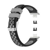 Voor Huawei Watch Fit 18mm Sluiting Stijl Siliconen Tweekleurige vervangende band Horlogeband (zwart + grijs)
