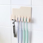 2 STUKS Multifunctionele Muur Opknoping Stickers Tandenborstelhouder Woonkamer Paraplu Stickers Muur Oplaadrek Scheerrek (Beige)