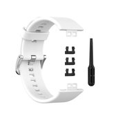 Voor Huawei Watch Fit Siliconen vervangende polsband Horlogeband met roestvrijstalen gesp (wit)