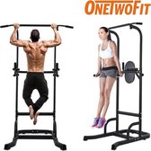 OneTwoFit Fitness PowerTower - Verstelbaar - Pull Up Station - Krachttraining - Dip Station - Buikspieren