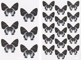 8x stuks vellen zwarte vlinder stickers - Dieren kinder decoratie stickers