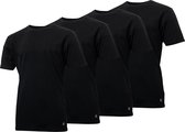 4-pak Heren t-shirts Gentlemen longfit ( extra lang ), 100% katoen voorgekrompen zwart ronde hals XXL