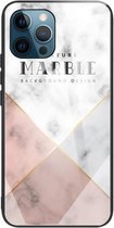 Marmer gehard glas achterkant TPU grenshoes voor iPhone 11 Pro Max (HCBL-6)