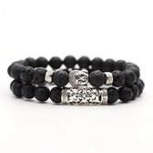 Kralen Armband met Buddha Beeld - Natuursteen - Lava - Armband Mannen - Armband Heren - Armband Dames - Armbanden - Valentijnsdag voor Mannen - Valentijn Cadeautje voor Hem - Valen