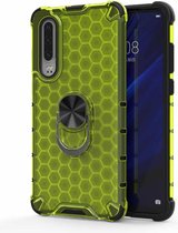 Voor Xiaomi Mi CC9e schokbestendige honingraat PC + TPU ringhouder beschermhoes (groen)