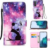 Voor Samsung Galaxy S30 Plus 3D Schilderen Horizontale Flip Leren Case met Houder & Kaartsleuf & Lanyard (Panda)