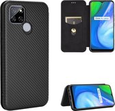 Voor OPPO Realme V3 koolstofvezel textuur magnetische horizontale flip TPU + pc + PU lederen tas met kaartsleuf (zwart)