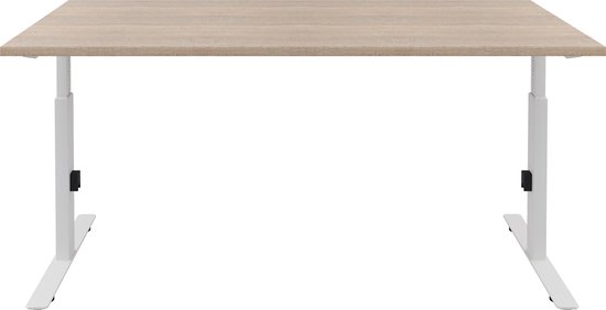 RoomForTheNew Bureau Schiphol plus-Bureau - Bureautafel - Gaming bureau - Game bureau - Computertafel - Desk - Bureau wit - Verstelbaar bureau - Gaming Desk - Bureau tafel - Bureau verstelbaar--Robson eiken blad-Wit onderstel- 160x80