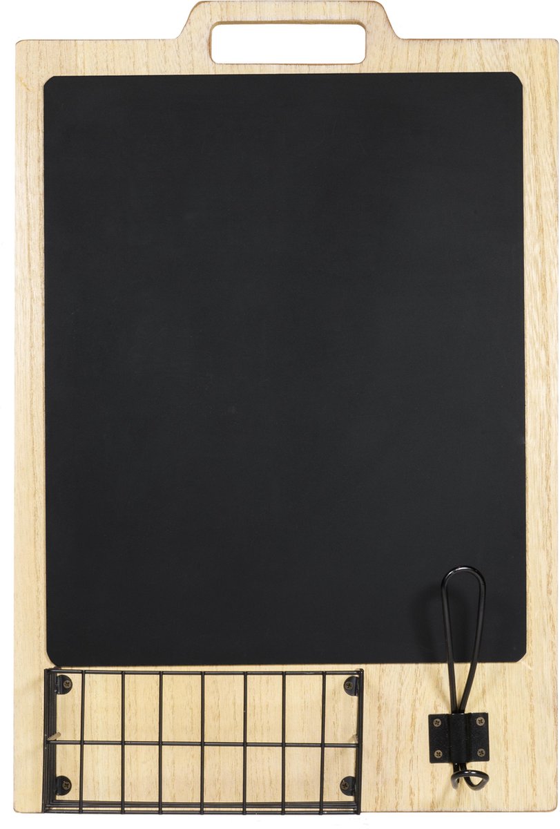 QUVIO Krijtbord met mand en haakje / Schoolbord / Krijtborden / Krijtbord wand / Wandbord / Wanddecoratie / Memobord - 33,5 x 50 cm - QUVIO
