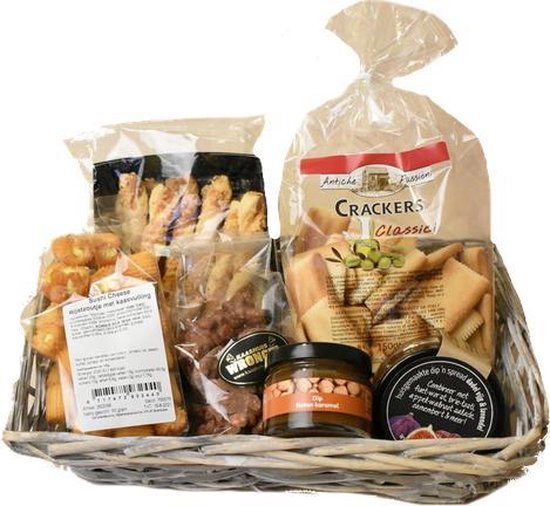 Borrel cadeaupakket Crackers Dipsaus Kaas pakket Borrel pakket