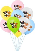 10 Ballonnen Happy Birthday Dog wit, roze, geel, blauw en groen - themafeest - honden - ballon