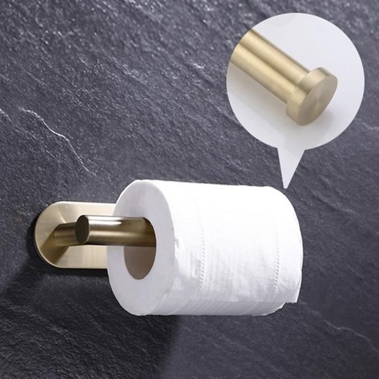 Toiletrolhouder - RVS - zelfklevend Geen boren vereist - Goudkleurig