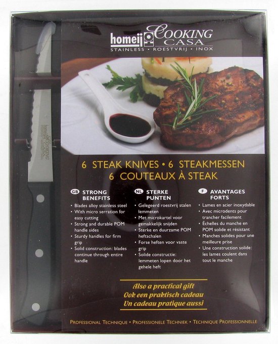 Homey's Cooking Casa Steakmessenset - 6-Delig - 12 cm - Microkarteling - Homeij
