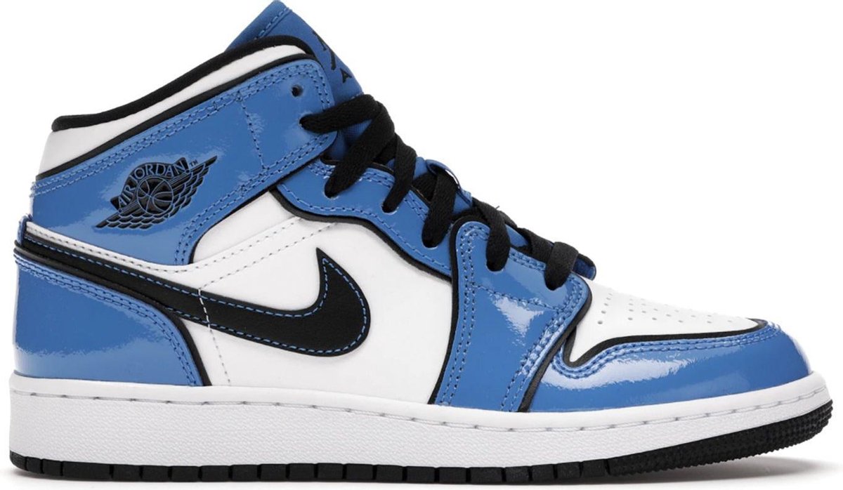 Nike Air Jordan 1 Mid (GS) Signal Blue Black-White 38 5 BQ6931