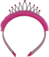 Jessidress® Diadeem Haar diadeem met tiara Princesje Haarband - Fushia