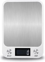 Digitale keukenweegschaal - Precisie weegschaal - 1 gr tot 5 kg - Met Tarra Functie - Elektrisch - RVS - Kitchen scale Wit