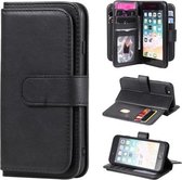 Voor iPhone 8 & 7 multifunctionele magnetische koperen gesp horizontale flip effen kleur lederen tas met 10 kaartsleuven & portemonnee & houder & fotolijst (zwart)