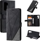 Voor Huawei nova 7 SE Skin Feel Splicing Horizontale Flip Leather Case met houder & kaartsleuven & portemonnee & fotolijst (zwart)