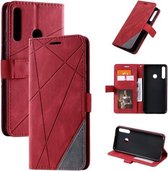 Voor Huawei P40 Lite E / Y7p / Honor 9C Skin Feel Splicing Horizontale Flip Leren Case met Houder & Kaartsleuven & Portemonnee & Fotolijst (Rood)