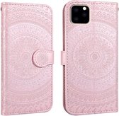 Voor iPhone 11 Pro Pressed Printing Pattern Horizontale Flip PU lederen tas, met houder & kaartsleuven & portemonnee & & lanyard (roze)