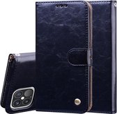 Zakelijke stijl olie wax textuur horizontale flip lederen tas met houder & kaartsleuven & portemonnee voor iPhone 12/12 Pro (zwart)