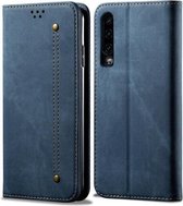 Voor Huawei P30 Denim Texture Casual Style Horizontale Flip Leather Case met houder & kaartsleuven & portemonnee (blauw)
