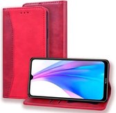 Voor Geschikt voor Xiaomi Redmi Note 8T Zakelijke stiksels Horizontale flip lederen tas met dubbele vouw & beugel & kaartsleuven & fotolijst & portemonnee (rood)