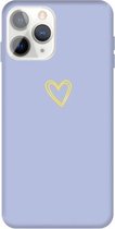 Voor iPhone 11 Pro Max Golden Love-heart Pattern Colorful Frosted TPU telefoon beschermhoes (lichtpaars)